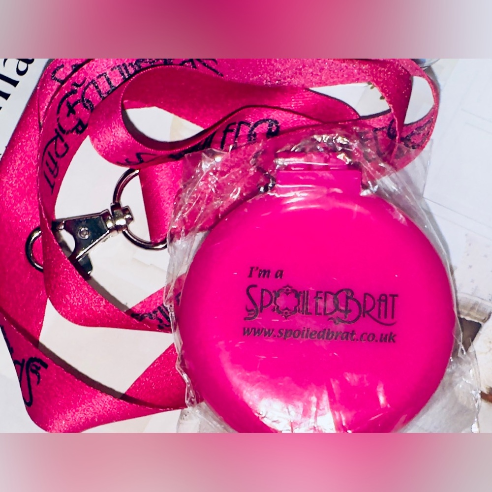 New Spoiled Brat UK Pink Travel HairBrush & Matching Lanyard